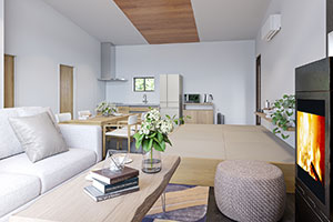 「SANTO RiverGate Villa & Spa」の清流直通の一棟貸切プライベートドッグヴィラ内観イメージ1